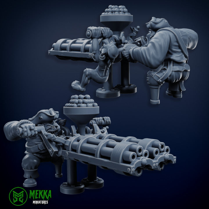 Orc Pirate Twin Gatling Gun by Mekka Miniatures – 32mm Wargaming Scale