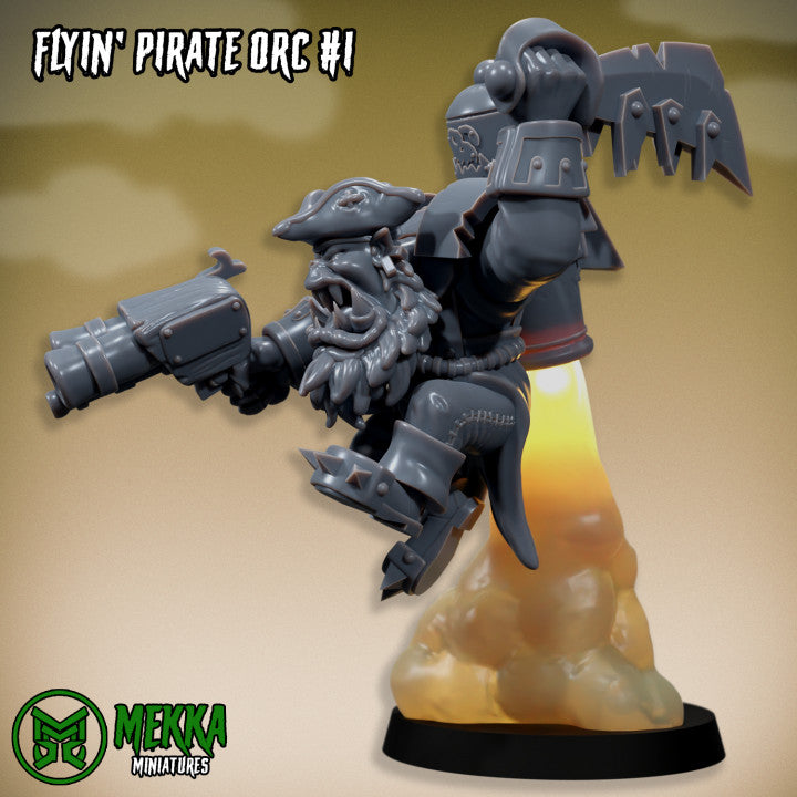 Flyin Orc Pirate Set by MekkaMiniatures - 32mm Wargaming Scale