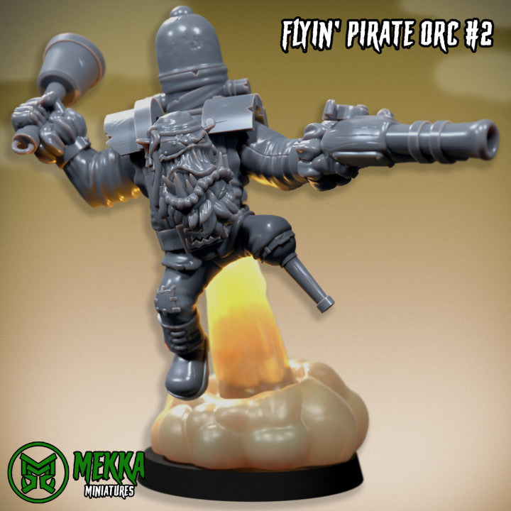 Flyin Orc Pirate Set by MekkaMiniatures - 32mm Wargaming Scale