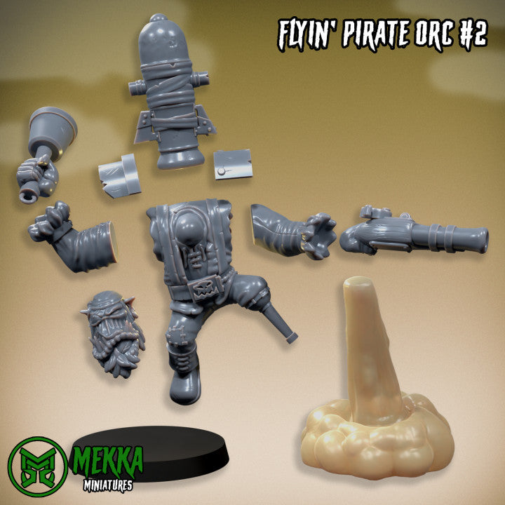 Flyin Orc Pirate Set by MekkaMiniatures - 32mm Wargaming Scale