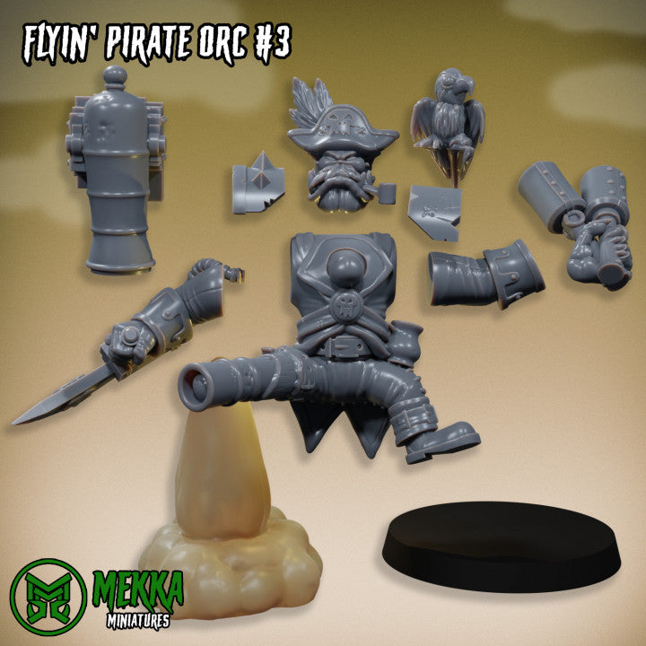 Flyin Orc Pirate Set by MekkaMiniatures - 32mm Wargaming Scale