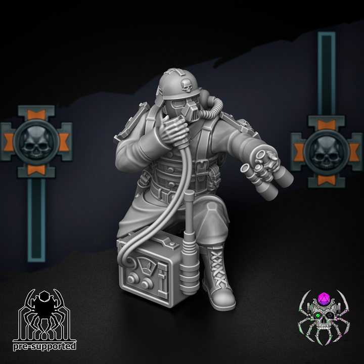 Korps of Ashes - Fire Support Team By Eight Legs Miniatures – 32mm Wargaming Scale