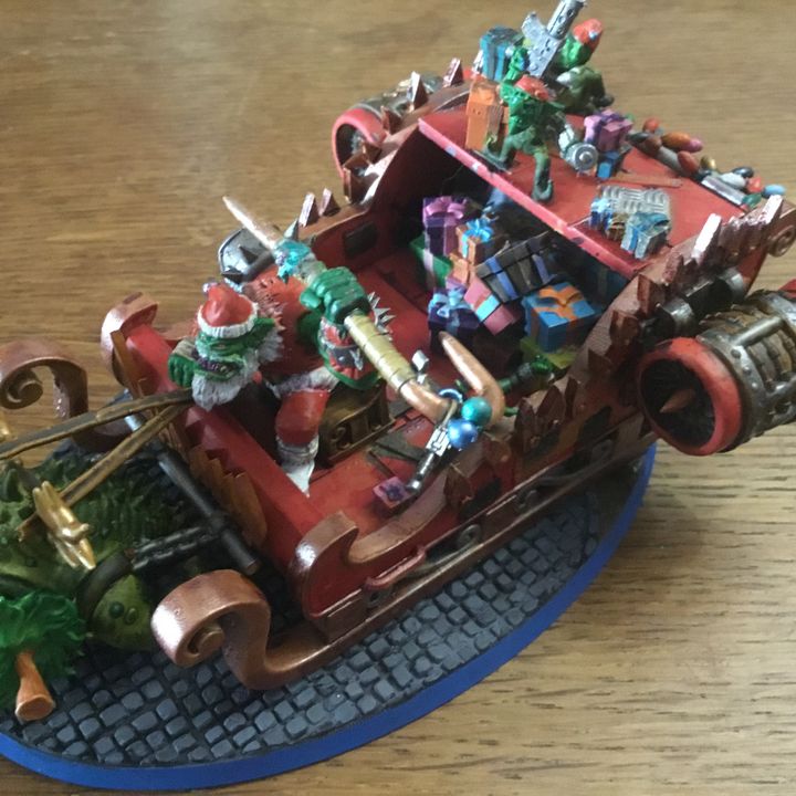 Santa Orc and Sleigh by Mekka Miniatures - 32mm Wargaming Scale