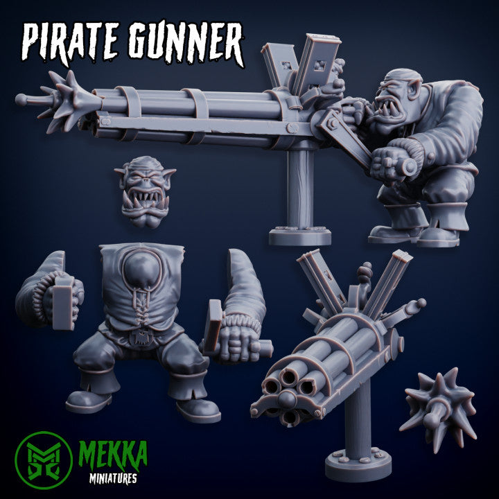 Pirate Orc Helmsman and Gunner by Mekka Miniatures - 32mm Wargaming Scale