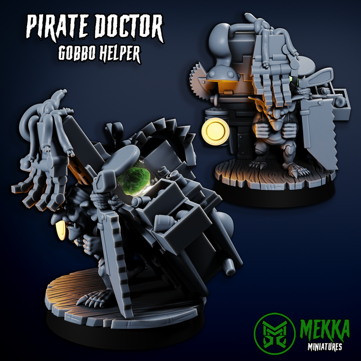 Doctor Von Tickle - Goblin Ork Pirate Medic Set by Mekka Miniatures - 32mm Wargaming Scale