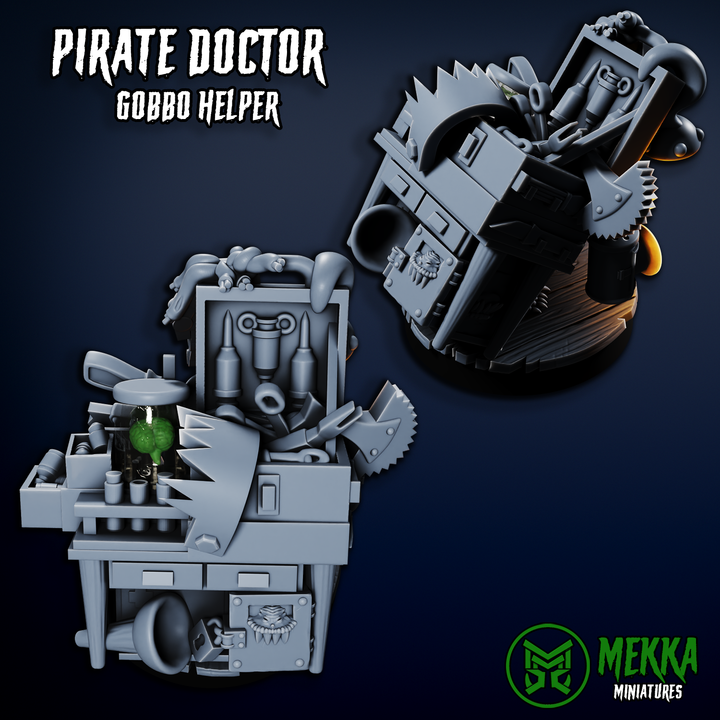 Doctor Von Tickle - Goblin Ork Pirate Medic Set by Mekka Miniatures - 32mm Wargaming Scale
