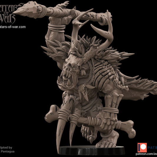 Orc Savage Boss #2 Greenskin Leader Sculpted by Avatars of War Miniatures for Tabletop Games, Dioramas and Statues