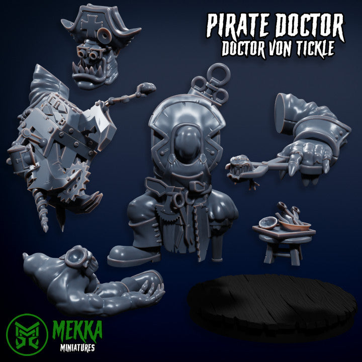 Pirate Doctor - Orc Medical Mayhem by Mekka Miniatures - 32mm Wargaming Scale