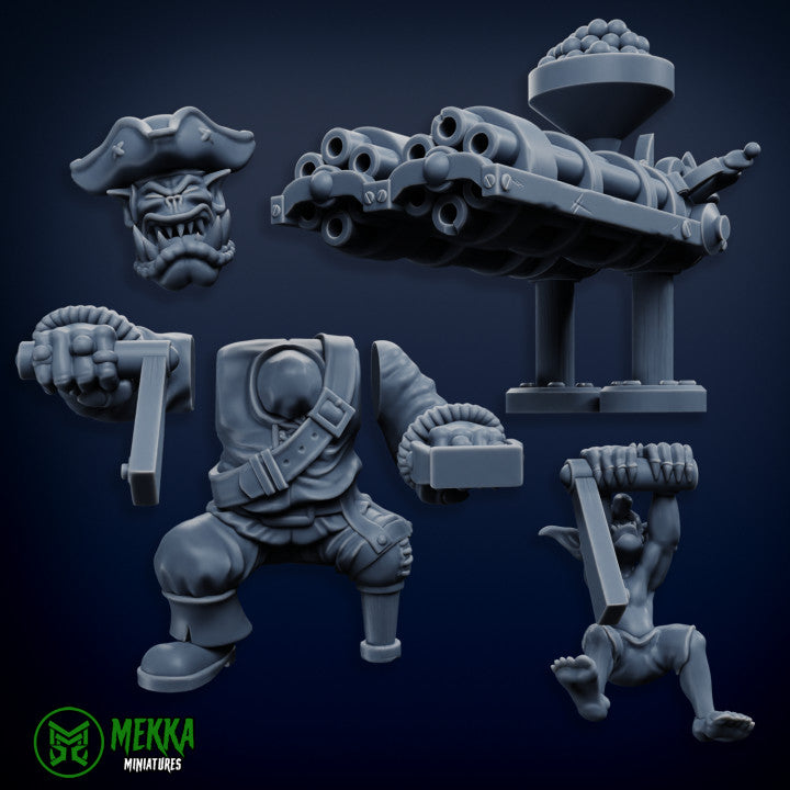 Orc Pirate Twin Gatling Gun by Mekka Miniatures – 32mm Wargaming Scale
