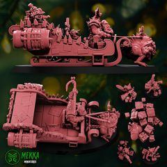 Santa Orc and Sleigh by Mekka Miniatures - 32mm Wargaming Scale