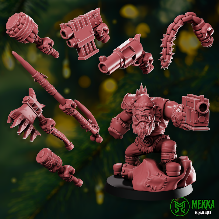 Santa Orc and Sleigh by Mekka Miniatures - 32mm Wargaming Scale