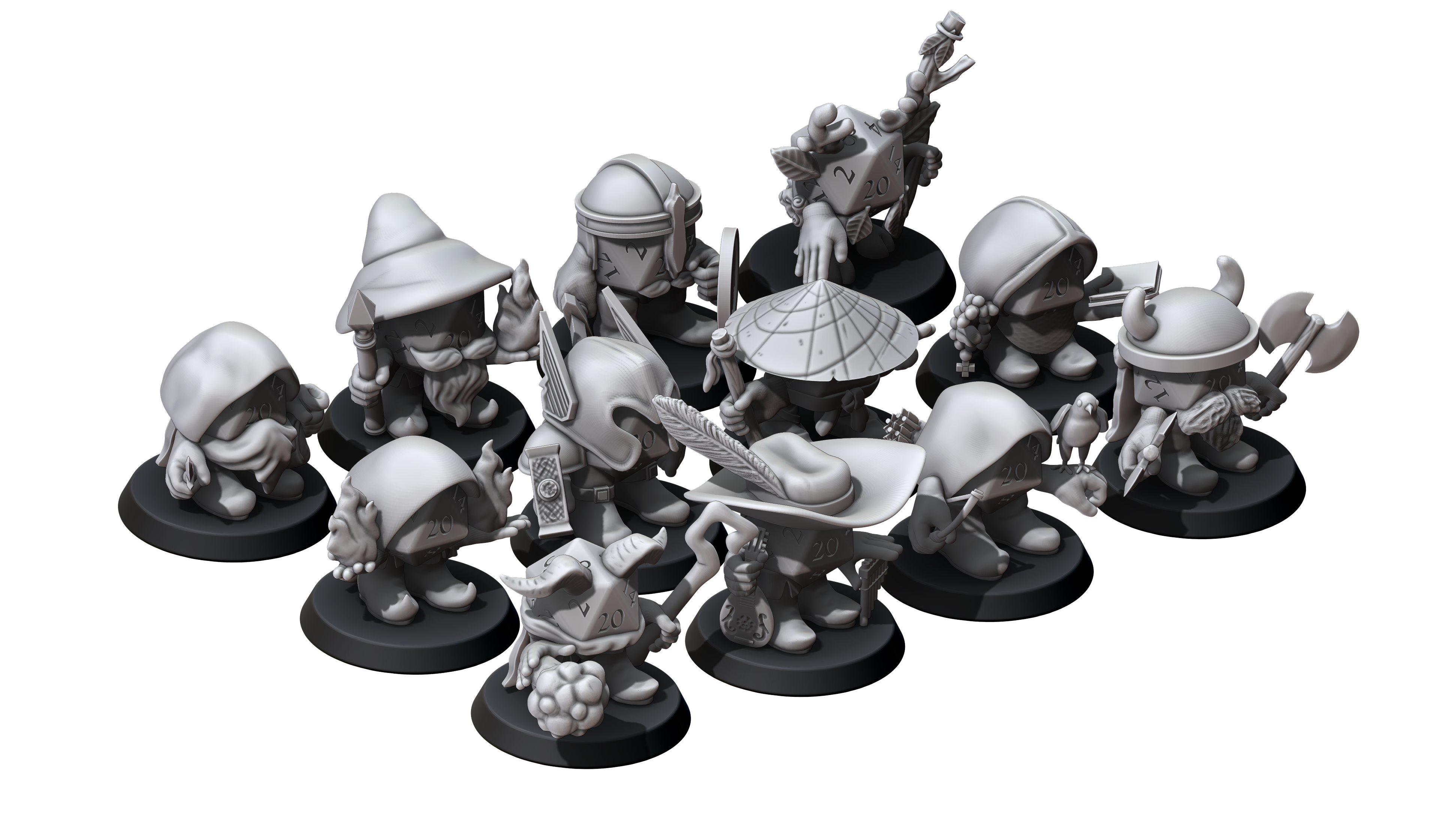 D20 Bakers Dozen Set, All 12 5e Classes Plus Artificer Construct Hero's (Small) by Minitaurus for Tabletop Games, Dioramas and Statues, Available in 15mm, 28mm, 32mm, 32mm heroic, 54mm and 75mm Statue Scale
