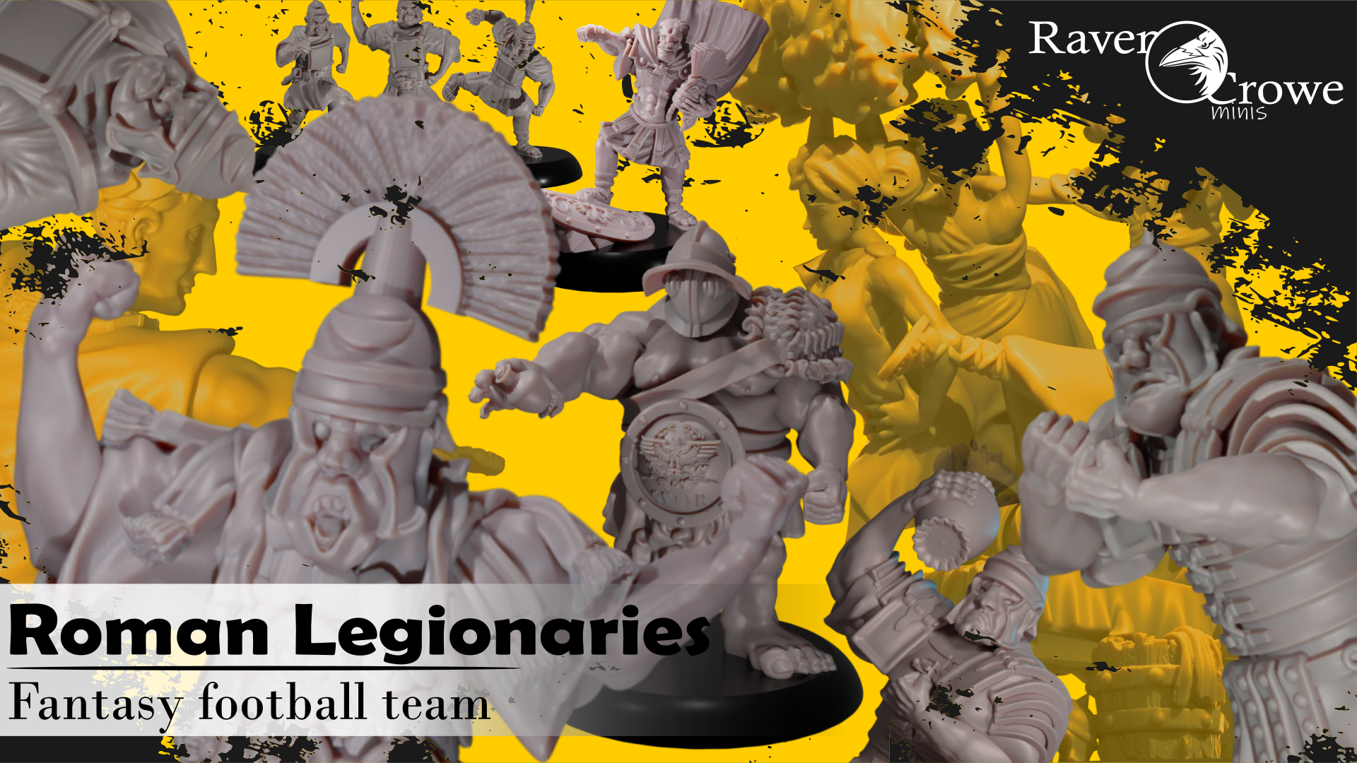 Roman Legion Fantasy Football Human Team Featuring EXLUSIVE Miniature by Raven Crowe Miniatures for Tabletop Games, Dioramas and Statues