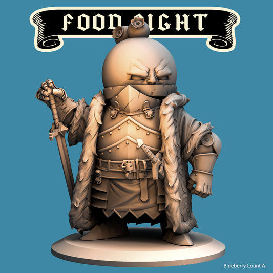 Blueberry Count, Food Fight Warrior by Quirky Unlimited for Tabletop Games, Dioramas and Statues, Available in 15mm, 28mm, 32mm, 32mm heroic, 54mm and 75mm Statue Scale