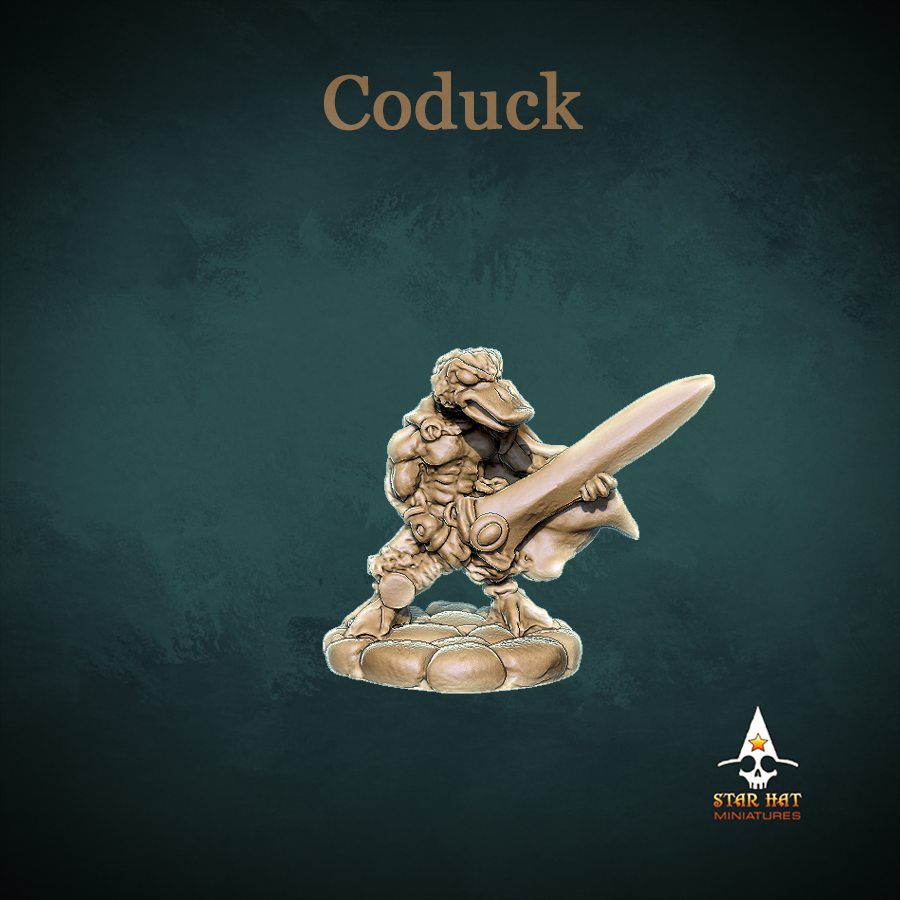 Coduck Duck-Folk, Aarakocra Khanard Warlord and Barbarian Chieftan of the Ponds by Star Hat Miniatures for Tabletop Games, Dioramas and Statues, Available in 15mm, 28mm, 32mm, 32mm heroic, 54mm and 75mm Statue Scale