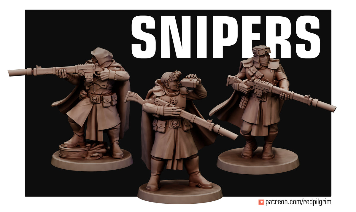 Desert Hawks Sniper Team Defense Force Elite Squad of Three or Available in bits and individually. 32mm Scale for popular wargames.