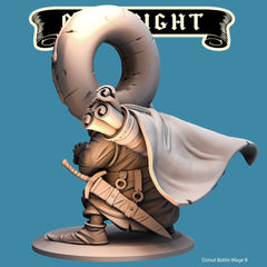 Donut Battle Mage, Food Fight Warrior by Quirky Unlimited for Tabletop Games, Dioramas and Statues, Available in 15mm, 28mm, 32mm, 32mm heroic, 54mm and 75mm Statue Scale