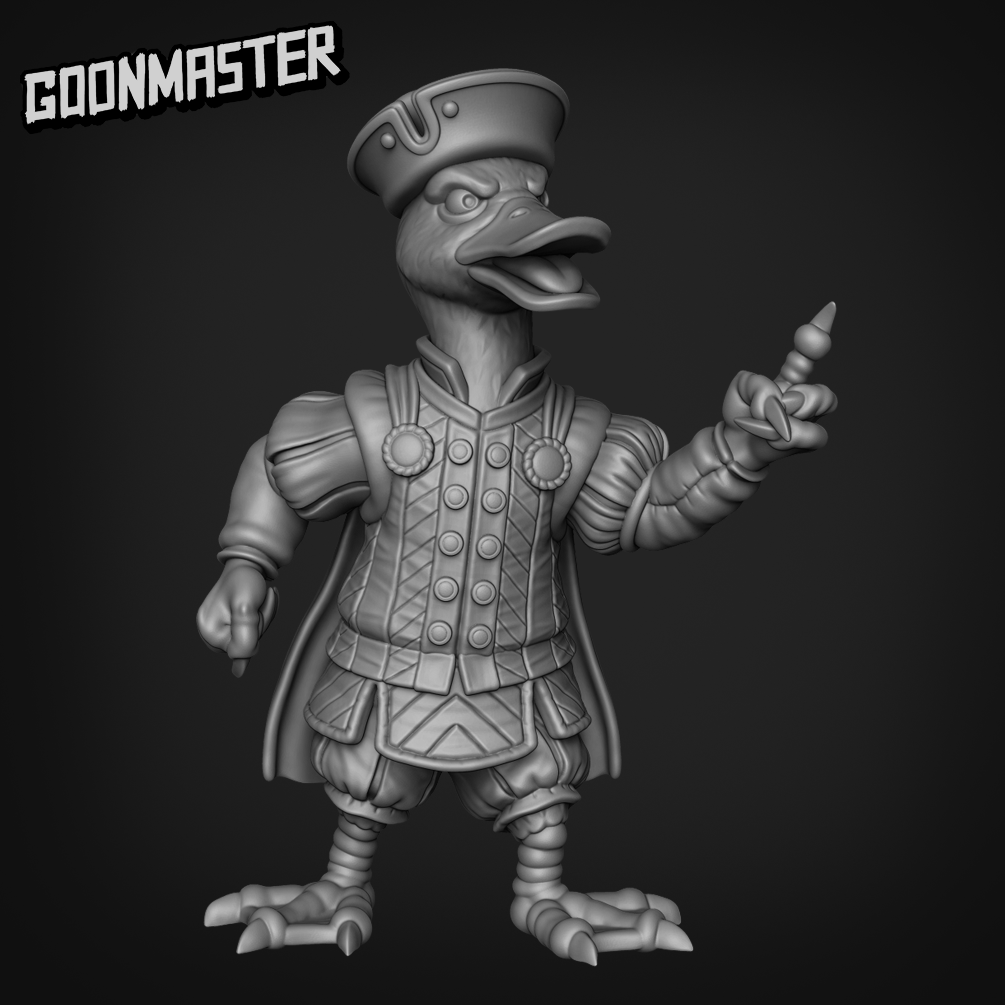 Lord 3B Duck-Folk, Aarakocra Khanard Fantasy Style Noble and Trader NPC by Goonmaster Games for Tabletop Games, Dioramas and Statues, Available in 15mm, 28mm, 32mm, 32mm heroic, 54mm and 75mm Statue Scale