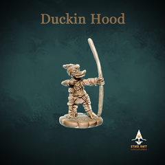 Duckin Hood Duck-Folk, Aarakocra Khanard Rogue and Ranger with Bow by Star Hat Miniatures for Tabletop Games, Dioramas and Statues, Available in 15mm, 28mm, 32mm, 32mm heroic, 54mm and 75mm Statue Scale