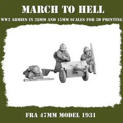 WW2 French 47 mm model 1931 3DBreeds March to Hell Range for Tabletop Games, Dioramas and Statues, Available in 12mm, 15mm, 20mm, 28mm, 32mm, 32mm heroic Scale