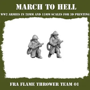 WW2 French Flamethrower Team #1 3DBreeds March to Hell Range for Tabletop Games, Dioramas and Statues, Available in 12mm, 15mm, 20mm, 28mm, 32mm, 32mm heroic, 54mm and 75mm Statue Scale