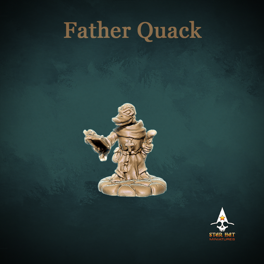 Father Quack, Aarakocra Khanard Holy Paladin and Cleric Priest with Book by Star Hat Miniatures for Tabletop Games, Dioramas and Statues, Available in 15mm, 28mm, 32mm, 32mm heroic, 54mm and 75mm Statue Scale