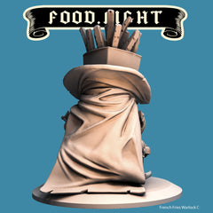 French Fries Warlock, Food Fight Warrior by Quirky Unlimited for Tabletop Games, Dioramas and Statues, Available in 15mm, 28mm, 32mm, 32mm heroic, 54mm and 75mm Statue Scale
