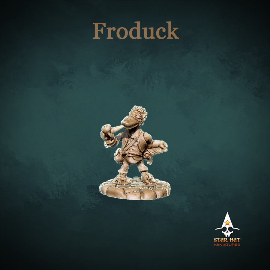 Froduck Quack Duck-Folk, Aarakocra Khanard Adventurer and Fighter with Pipe and Sword by Star Hat Miniatures for Tabletop Games, Dioramas and Statues, Available in 15mm, 28mm, 32mm, 32mm heroic, 54mm and 75mm Statue Scale
