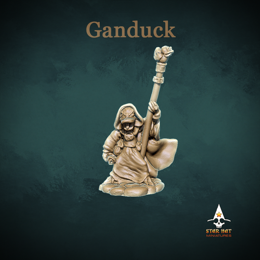 Ganduck Duck-Folk, Aarakocra Khanard Wizard, Sorcerer and All Around Magic Guy by Star Hat Miniatures for Tabletop Games, Dioramas and Statues, Available in 15mm, 28mm, 32mm, 32mm heroic, 54mm and 75mm Statue Scale