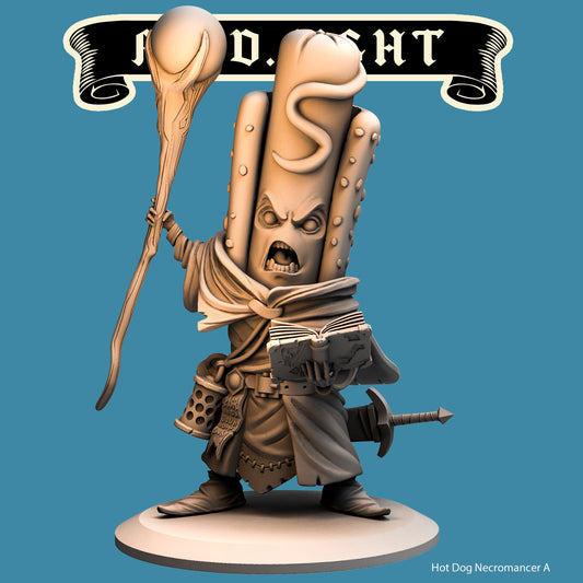 Hot Dog Necromancer, Food Fight Warrior by Quirky Unlimited for Tabletop Games, Dioramas and Statues, Available in 15mm, 28mm, 32mm, 32mm heroic, 54mm and 75mm Statue Scale
