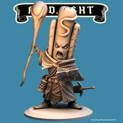 Hot Dog Necromancer, Food Fight Warrior by Quirky Unlimited for Tabletop Games, Dioramas and Statues, Available in 15mm, 28mm, 32mm, 32mm heroic, 54mm and 75mm Statue Scale