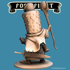 Hot Dog Necromancer, Food Fight Warrior by Quirky Unlimited for Tabletop Games, Dioramas and Statues, Available in 15mm, 28mm, 32mm, 32mm heroic, 54mm and 75mm Statue Scale