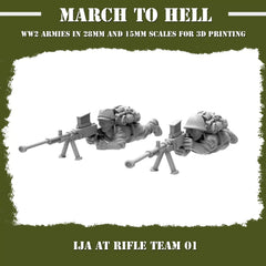 Imperial Japanese Army (IJA) AT Rifle team From 3DBreeds March to Hell Range for Tabletop Games, Dioramas and Statues, Available in 15mm, 20mm, 28mm, 32mm, 32mm heroic, 54mm and 75mm Scale