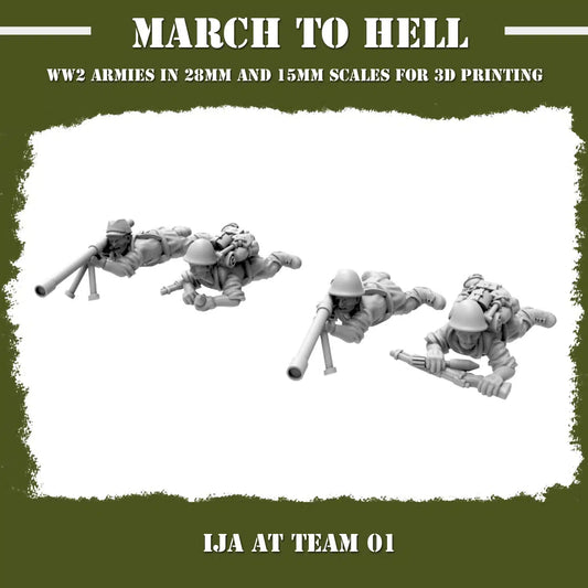 Imperial Japanese Army (IJA) AT Team From 3DBreeds March to Hell Range for Tabletop Games, Dioramas and Statues, Available in 15mm, 20mm, 28mm, 32mm, 32mm heroic, 54mm and 75mm Scale