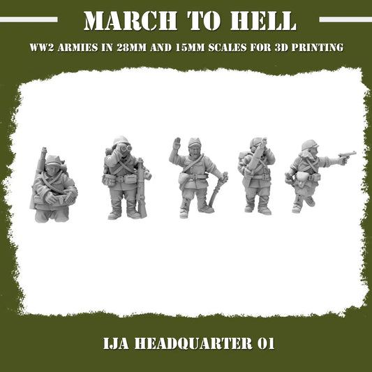 Imperial Japanese Army (IJA) HEADQUARTERS 01 From 3DBreeds March to Hell Range for Tabletop Games, Dioramas and Statues, Available in 15mm, 20mm, 28mm, 32mm, 32mm heroic, 54mm and 75mm Scale