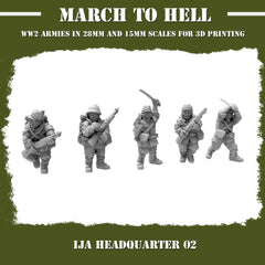 Imperial Japanese Army (IJA) HEADQUARTERS 02 From 3DBreeds March to Hell Range for Tabletop Games, Dioramas and Statues, Available in 15mm, 20mm, 28mm, 32mm, 32mm heroic, 54mm and 75mm Scale