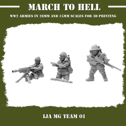 Imperial Japanese Army (IJA) Machine Gun team From 3DBreeds March to Hell Range for Tabletop Games, Dioramas and Statues, Available in 15mm, 20mm, 28mm, 32mm, 32mm heroic, 54mm and 75mm Scale
