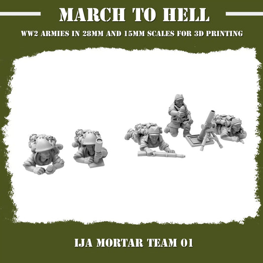 Imperial Japanese Army (IJA) Mortar team  From 3DBreeds March to Hell Range for Tabletop Games, Dioramas and Statues, Available in 15mm, 20mm, 28mm, 32mm, 32mm heroic, 54mm and 75mm Scale