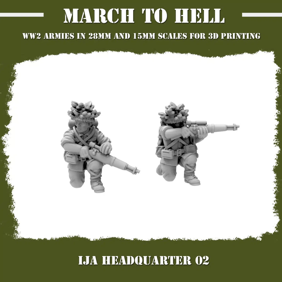 Imperial Japanese Army (IJA) Sniper team From 3DBreeds March to Hell Range for Tabletop Games, Dioramas and Statues, Available in 15mm, 20mm, 28mm, 32mm, 32mm heroic, 54mm and 75mm Scale