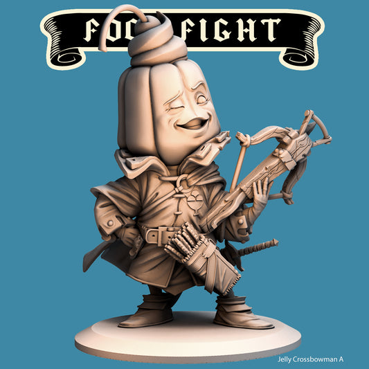 Jelly Crossbowman, Food Fight Warrior by Quirky Unlimited for Tabletop Games, Dioramas and Statues, Available in 15mm, 28mm, 32mm, 32mm heroic, 54mm and 75mm Statue Scale