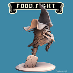 Pizza Assassin, Food Fight Warrior by Quirky Unlimited for Tabletop Games, Dioramas and Statues, Available in 15mm, 28mm, 32mm, 32mm heroic, 54mm and 75mm Statue Scale