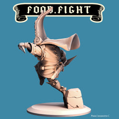 Pizza Assassin, Food Fight Warrior by Quirky Unlimited for Tabletop Games, Dioramas and Statues, Available in 15mm, 28mm, 32mm, 32mm heroic, 54mm and 75mm Statue Scale