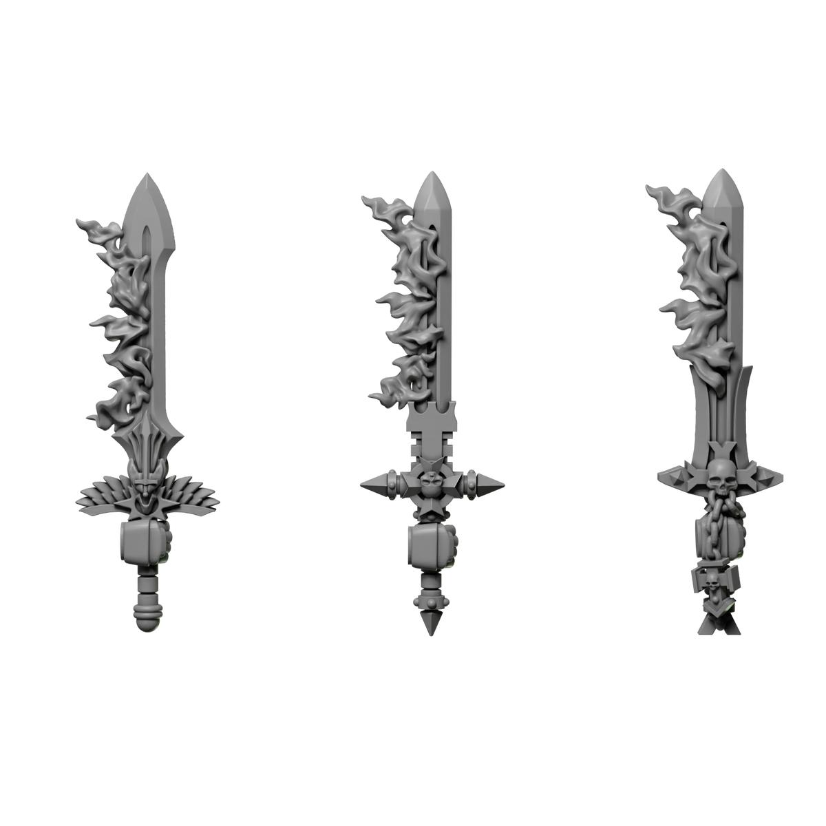 Flaming Power Swords Pack of Six For Sci Fi Battle Brother Space Warrior Marines Eternal Pilgrims by Greytide Studios. Available in Modern and Classic Scale for 28mm-32mm Tabletop Wargaming