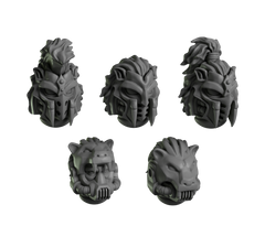 Lion Helmets Pack of Five For Sci Fi Battle Brother Space Warrior Marines Eternal Pilgrims by Greytide Studios. Available in Modern and Classic Scale for 28mm-32mm Tabletop Wargaming