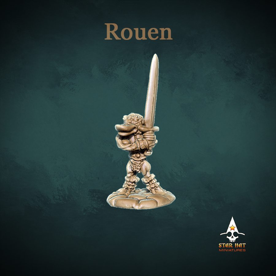 Rouen Duck-Folk, Aarakocra Khanard Barbarian Warrior and Conquering Fighter by Star Hat Miniatures for Tabletop Games, Dioramas and Statues, Available in 15mm, 28mm, 32mm, 32mm heroic, 54mm and 75mm Statue Scale