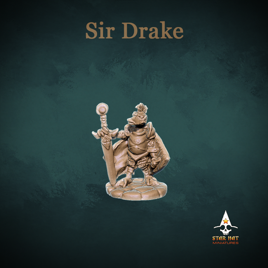 Sir Drake, Aarakocra Khanard Holy Paladin and Warrior Knight with Sword and Shield by Star Hat Miniatures for Tabletop Games, Dioramas and Statues, Available in 15mm, 28mm, 32mm, 32mm heroic, 54mm and 75mm Statue Scale