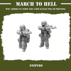WW2USMC Sniper Team #1 3DBreeds March to Hell Range for Tabletop Games, Dioramas and Statues, Available in 12mm, 15mm, 20mm, 28mm, 32mm, 32mm heroic, 54mm and 75mm Statue Scale