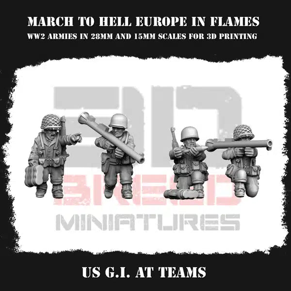 WW2 US Army Heavy Weapons Squad From 3DBreeds March to Hell Range for Tabletop Games, Dioramas and Statues, Available in 12mm, 15mm, 20mm, 28mm, 32mm, 32mm heroic, 54mm and 75mm Scale