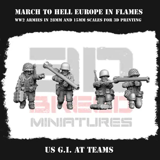 WW2 US Army Heavy Weapons Squad From 3DBreeds March to Hell Range for Tabletop Games, Dioramas and Statues, Available in 12mm, 15mm, 20mm, 28mm, 32mm, 32mm heroic, 54mm and 75mm Scale