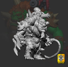 Bugbeast-Man Orc Greenskin Leader Sculpted by Bad Tusk Miniatures for Tabletop Games, Dioramas and Statues